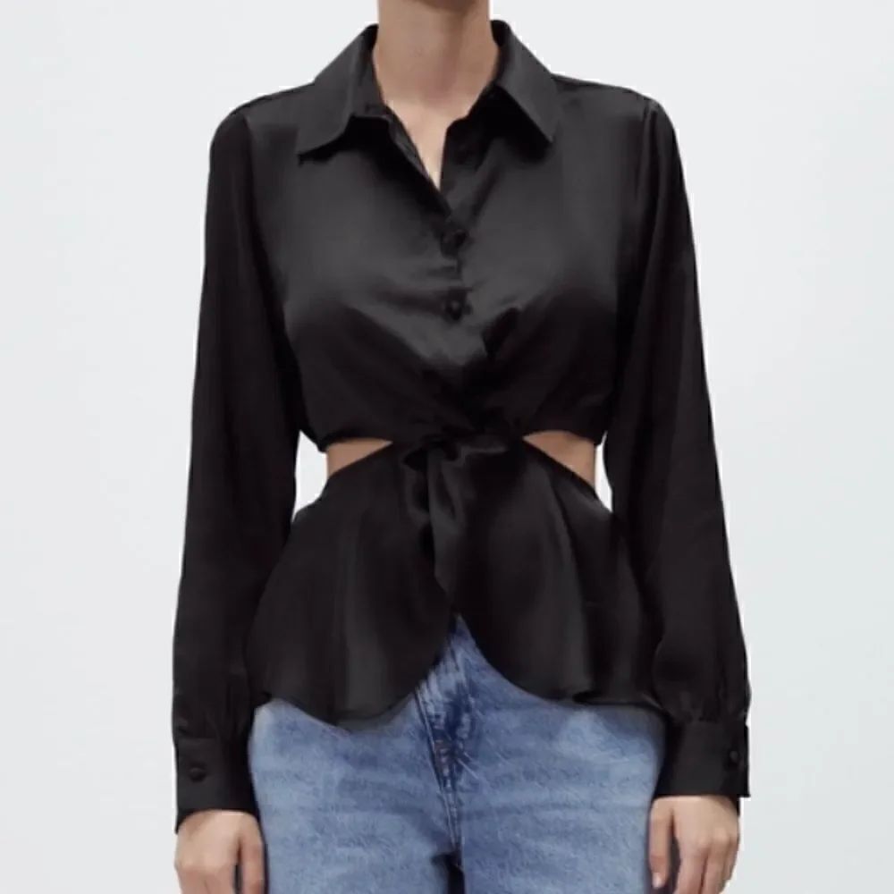 NWT Zara Vented Satin Effect Top